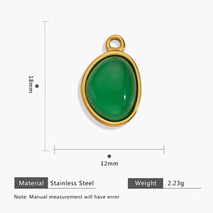 Colgantes y dijes de piedras preciosas naturales de acero inoxidable 316L chapados en oro PVD de 14K y 18K, personalizados y hechos a mano, para la fabricación de joyería. - Product Image 5