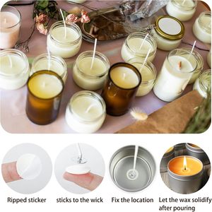 Autocollants pour mèches de bougies, résistants à la chaleur, adhésifs double face avec languette de levage, points de colle anti-déplacement pour la fabrication de bougies DIY - Product Image 6