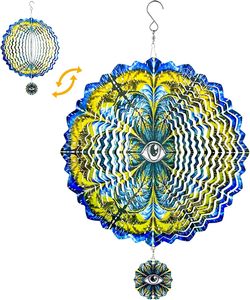 Tourniquets éoliens cinétiques 3D en acier inoxydable « Œil du Diable » – Sculptures éoliennes suspendues pour intérieur et extérieur, ornements de jardin et décorations cadeaux - Product Image 1