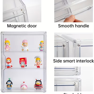 Boîte de rangement transparente en acrylique à 3 niveaux anti-poussière pour figurines et jouets, présentoir empilable en plastique transparent - Product Image 2