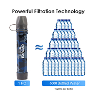 Paille filtrante d'eau portable Exroad sans BPA 3000L, purificateur d'eau manuel de survie pour la randonnée et les équipements d'urgence en extérieur