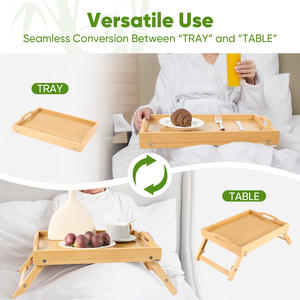 Mesa de Cama Plegable de Madera Maciza Moderna con Asas, Mesa Portátil para Servir el Desayuno y Uso en Sofá con Altura Ajustable - Product Image 3