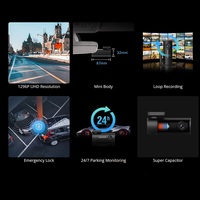 Caméra embarquée DDPAI Mini Pro avec rétroviseur, surveillance de stationnement 24/7, double objectif, grand angle 330°, enregistreur vidéo nocturne 1080p, WiFi