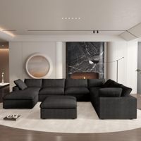 Sofá Modular Seccional VOXHOME para Sala de Estar, Apartamento u Hotel, Estilo Nórdico, Color Gris, de 3, 4, 5, 6, 7 y 8 Plazas