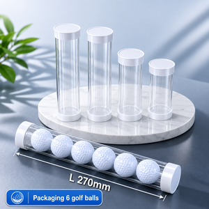 Tubes d'emballage pour balles de golf imprimés sur écran Haodi, cylindres transparents en PC avec couvercle en PE pour expositions, affaires, shopping et fournitures d'usine - Product Image 2