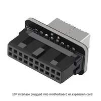 Adaptador USB 3.0 Tipo-E Hembra a Macho de 19 Pines para Conexión Interna a la Placa Base - Divisor Vertical para Tipo C