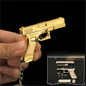 Portachiavi 3D a Forma di Pistola G17, Versione Oro alla Moda, Mini Portachiavi Tattico in Metallo Durevole per Collezionisti - Product Image 2