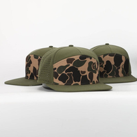 Logo personnalisé en gros 7 panneau imperméable chapeau Snap Back perforé plat camouflage profonde couronne Baseball Snapback casquettes chapeau Laser Cut chapeaux