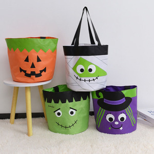 Cesta de Halloween Personalizada con Diseño de Calabaza Luminosa, Cubo para Dulces de Halloween para Niños, Cestas de Halloween de Tela que Brillan en la Oscuridad - Product Image 2