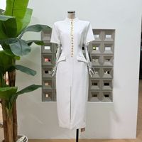 Vente en gros de vêtements de boutique : Nouvelle robe d'été tendance pour femme, col montant, simple boutonnage, coupe ajustée aux hanches