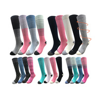 Chaussettes de compression tricotées respirantes en fibre de bambou rayées pour femmes, 20-30 mmHg et 15-20 mmHg, usage quotidien, 100 pièces, collection 2024