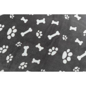Couverture pour animaux de compagnie grise 75 x 50 cm avec imprimé pattes et os pour chiens et chats, couverture en polaire douce et confortable - Product Image 4