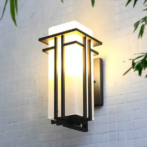 Lampu dinding tangga Led taman Modern lampu dinding luar ruangan lentera Vintage hitam luminer eksternal Tiongkok