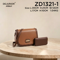DEJURIOR Sacs à Main Femme 2026 Nouveauté Ensemble Sac à Main à Rabat 2-en-1 en Cuir PU avec Bord Cousu Sac Selle Esthétique pour Dames