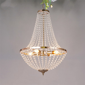 Lustre Suspendu Acrylique Français Moderne de Luxe, Grand et Long, Rond, à LED pour Haut Plafond, avec Petits Cristaux, Doré ou Argenté - Product Image 1