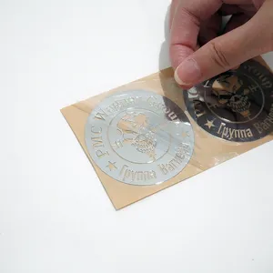 批发定制金色透明防水转印金属字母3D标签贴纸PVC不干胶贴纸金色