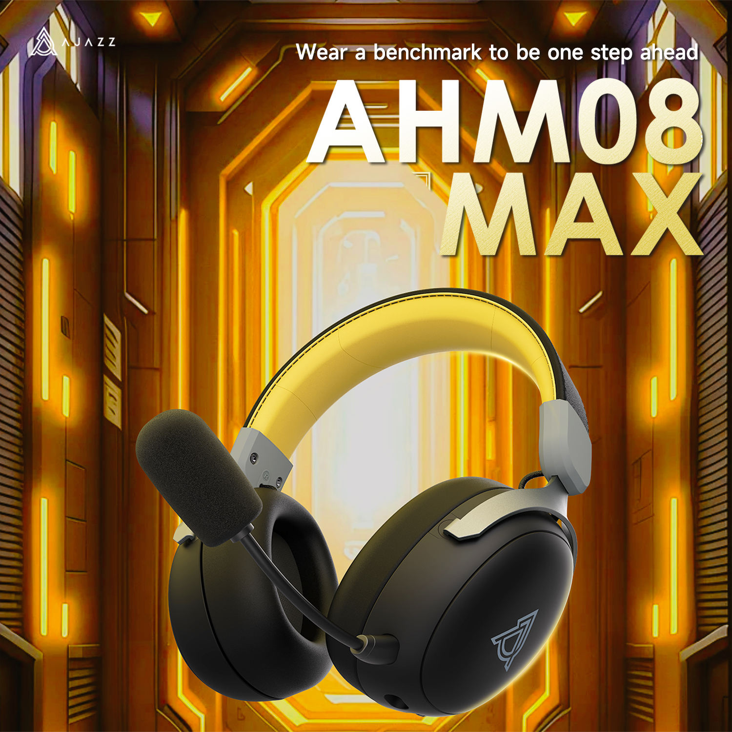 AJAZZ AHM08 MAX Tri-Mode Wireless Gaming Headset, 53mm Drivers, Detachable Noise-Canceling Mic, 55H Battery, 2.4G/Bluetooth 5.3/3.5mm Wired, Memory Foam Earmuffs, 266g Lightweight for PC PS5 PS4 Switch Mobile - Black/White / سماعة ألعاب AJAZZ AHM08 MAX ثلاثية الوضع لاسلكية، مشغلات 53 ملم، ميكروفون قابل للفصل مع عزل الضوضاء، بطارية 55 ساعة، اتصال 2.4 جيجاهرتز/بلوتوث 5.3/سلكي 3.5 ملم، وسائد إسفنج ذكي، وزن 266 جرام لأجهزة الكمبيوتر و PS5 و PS4 و Switch والجوال - أسود/أبيض