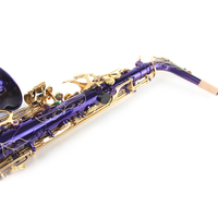 Purple Body with Gold Keys Eb Alto Saxophone Lacquered Finish Adjustable for Student Beginner Band Performance