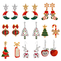 Boucles d'oreilles tendance en alliage, style lustre, avec breloque ruban personnalisée, pendentif sapin de Noël, bijoux de fête pour femme, vente en gros OEM