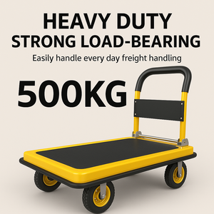 थोक स्टील प्लेटफॉर्म ट्रॉली 500 किलोग्राम फोल्डिंग हैंड कार्ट औद्योगिक चार पहिया भारी शुल्क परिवहन ट्रक - Product Image 3