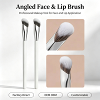 Pinceau de maquillage professionnel simple à manche en bois en forme de diamant, poils en fibres ultra-douces, logo personnalisé, vente en gros d'usine OEM ODM