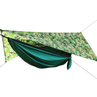 Hamac de camping extérieur avec bâche de protection contre la pluie, lit suspendu portable en nylon Ripstop pour la randonnée, le trekking et la plage