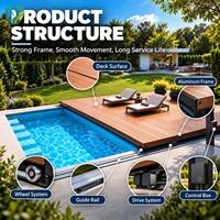 Couverture de piscine modulaire coulissante rétractable de haute qualité, sans fil, intelligente, en composite WPC, pour villa, paysage, économie d'énergie