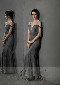 Ruolai خمر السباغيتي حزام حورية البحر كريب حزب حفلة موسيقية فساتين السهرة النساء - Product Image 4