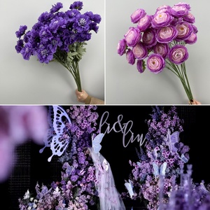 Bouquet de fleurs artificielles violettes, arrangement floral réaliste en soie pour arche de mariage, centre de table, décoration intérieure - Product Image 5