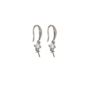 Boucles d'oreilles personnalisées en argent S925, petites fleurs en coquillage, perles, accessoires de bijoux DIY, semi-finies, 1204 - Product Image 5
