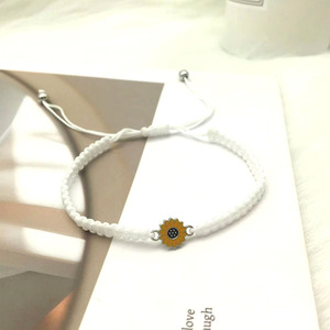 Handmade Woven Sunflower <b>Bracelet</b> White And Black Oil Dripping Treatment Flower Pattern Gift For Women Fashion <b>Beaded</b> <b>Bracelets</b> - Product Image 2