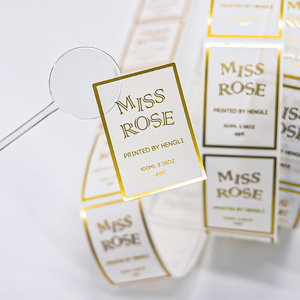 Pegatinas de papel de aluminio dorado transparente, autoadhesivo, impresión personalizada, logotipo - Product Image 5