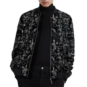 Blouson bombardier unisexe à paillettes brodées pour hommes, fabrication de vêtements personnalisés