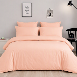 ชุดเครื่องนอนผ้าฝ้ายทอทันสมัยสีพีชและสีชมพูแซลมอน ยี่ห้อ Poland Stock Solid Peach & Blush Salmon  200TC  ผ้าห่มคลุมเตียง 3 ชิ้น สำหรับขายส่ง/ดรอปชิปปิ้งในยุโรป - Product Image 5
