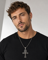 Collier pendentif croix pour homme, vente en gros, style vintage, en acier inoxydable, bijoux religieux tendance, fournisseur d'accessoires haut de gamme MCMP1