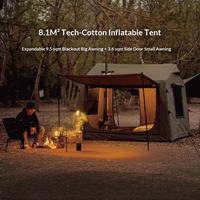 Tente gonflable à structure Air Beam de 8,1 m² facile à monter, auvent occultant de 9,5 m², tente de glamping 4 saisons, tente pneumatique respirante et chaude