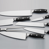 Ensemble de couteaux de chef professionnels de haute qualité, 7 pièces, avec lames en acier inoxydable, bord dentelé fait main, poignées personnalisées