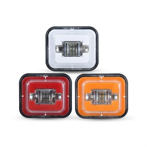Luce Posteriore LED Quadrata per Camion, COB Centrale Colorata, Interno Bianco Rosso Ambra, 12V 24V, per Camion, Rimorchi, Furgoni, Impermeabile - Product Image 1