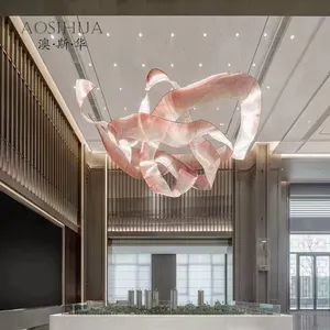 Modern Design Luxe Decoratieve Hotellobby Met Franjes Kroonluchter Plafondlamp Glazen Buis Plafondlamp