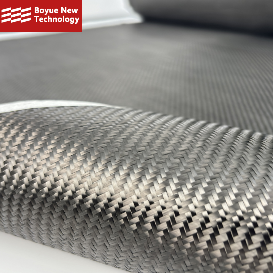 Boyue 3K 200-400gsm Woven Rib Carbon Fiber Fabric (CFRP) Double Faced Customizable Width Roll for Automotive Outdoor Use