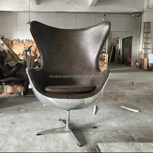 Spitfire-silla giratoria de cuero genuino, asiento de bola de Color plateado, de aluminio, para ocio, de Apple, 360