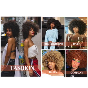 Afro วิกผมแอฟริกาคลาสสิกลูกไม้แถบคาดศีรษะ 14 นิ้ว 280g เซ็กซี่ร้อนขาย afro โค้งกับแงะ<span class=keywords><strong>สั้น</strong></span><span class=keywords><strong>ผม</strong></span>สังเคราะห์สําหรับผู้หญิง - Product Image 6