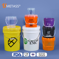 Seau en plastique PP de qualité alimentaire de 0,5L à 50L, seaux à peinture de 5 gallons avec couvercles et poignées, baril d'eau en plastique – Vente en gros