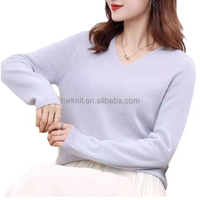 Vente en gros 100% Pull à col en V en cachemire pour femmes Pull chaud en tricot personnalisé Motifs de printemps Couleurs unies Offre Spéciale différentes couleurs