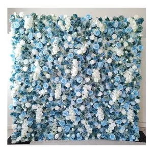 High End Customized 8ftx8ft Royal Blue Rose Flower Panel Wedding Floral Wall