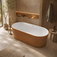 Baignoire autoportante en acrylique Domo OEM/ODM, style moderne vintage marron, avec fonction bain à remous, isolée, pour usage hôtelier, avec drain, 1,6/1,7 m
