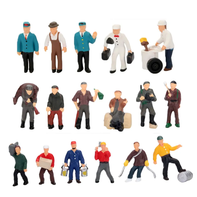 QS 도매 인기있는 어린이 선물 장난감 6PCS 1:87 HO 스케일 미니어처 다양한 형태 PVC 철도 노동자 사람들 그림 세트 모델 완구