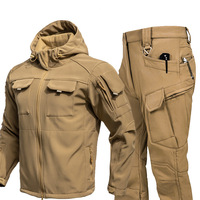 Ensemble de veste tactique softshell pour homme, motif camouflage, imperméable, uniforme de sécurité extérieur, doublure polaire chaude