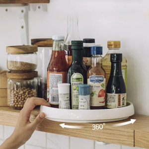 360 Rotation Non-Skid Pantry Cabinet Lazy Turntable with Wide Base <b>Storage</b> Bin Rotating Organizer for Kitchen Seasoning - Product Image 2