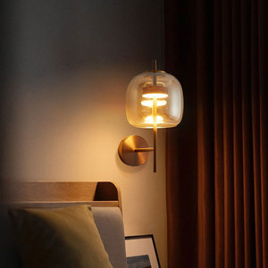 Lámpara de pared minimalista de cristal Led E27 ámbar de 36 cm de altura para dormitorio, sala de estudio, pasillo - Product Image 1